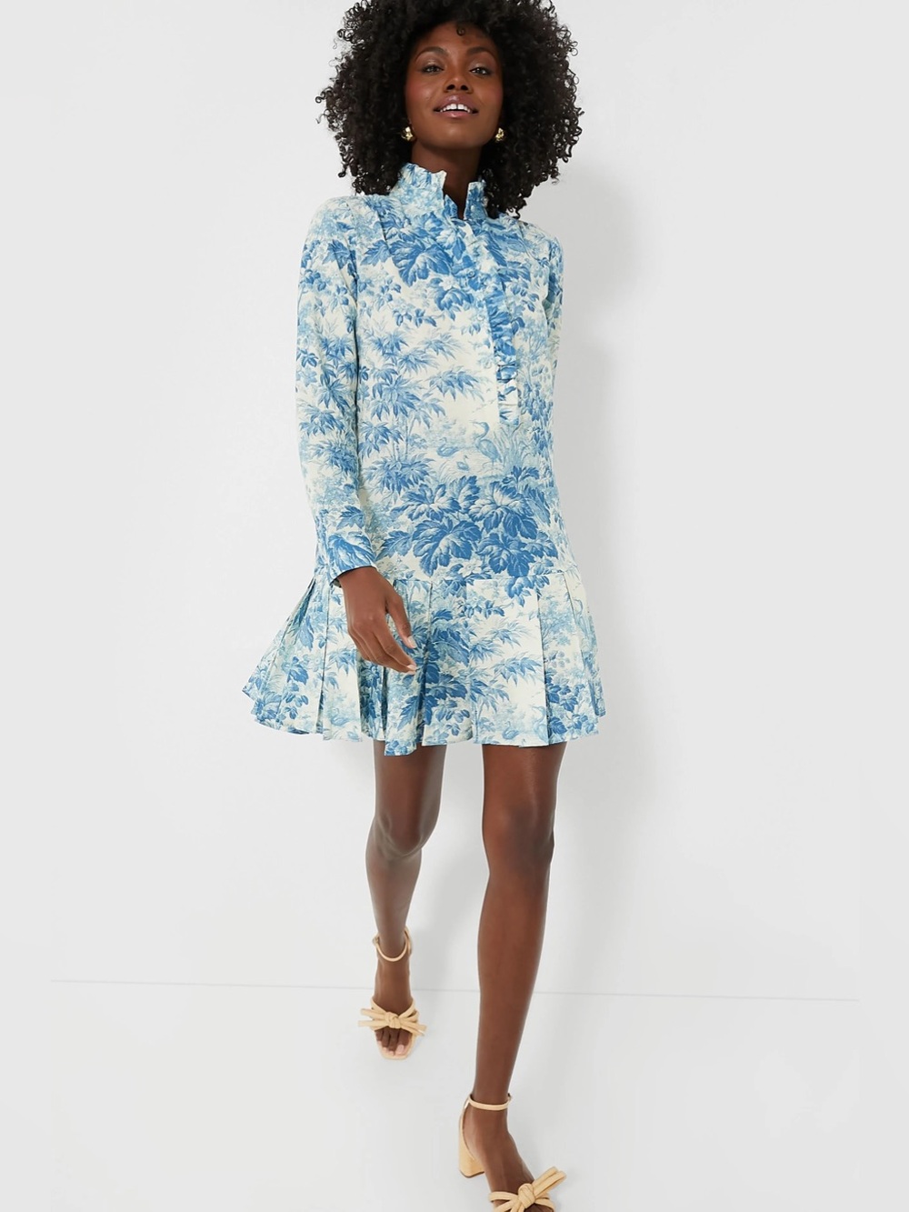 New Tuckernuck Misty Blue Toile Tate Mini Dress - size xsmall